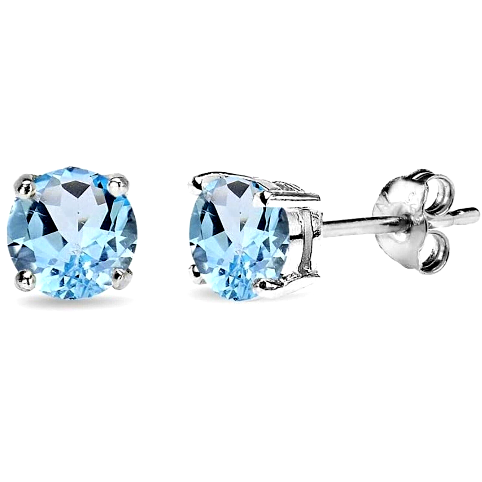 3 ct.  Sky Blue Topaz Stud Earrings in Solid Sterling Silver - Beautiful color!