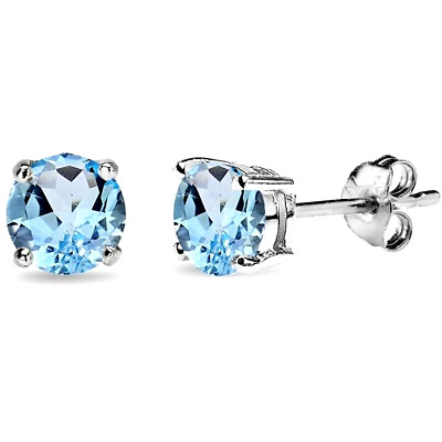 2 ct. Himmelblautopas Ohrstecker in massivem Sterlingsilber - schöne Farbe!