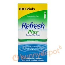 Refresh Plus Lubricant Eye Drops 100 vials Single Use Containers 2026+