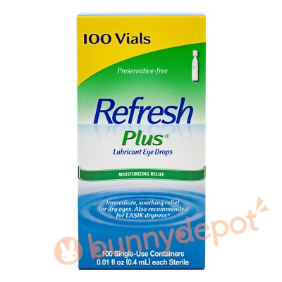 Refresh Plus Lubricant Eye Drops 100 vials Single Use Containers 2026+