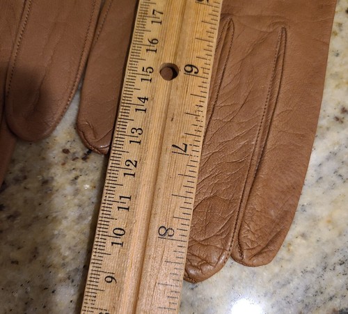 New! Vintage Size S Tan Soft Leather Formal 8.5" Gloves Wrist Eyelet Detail - Picture 12 of 14