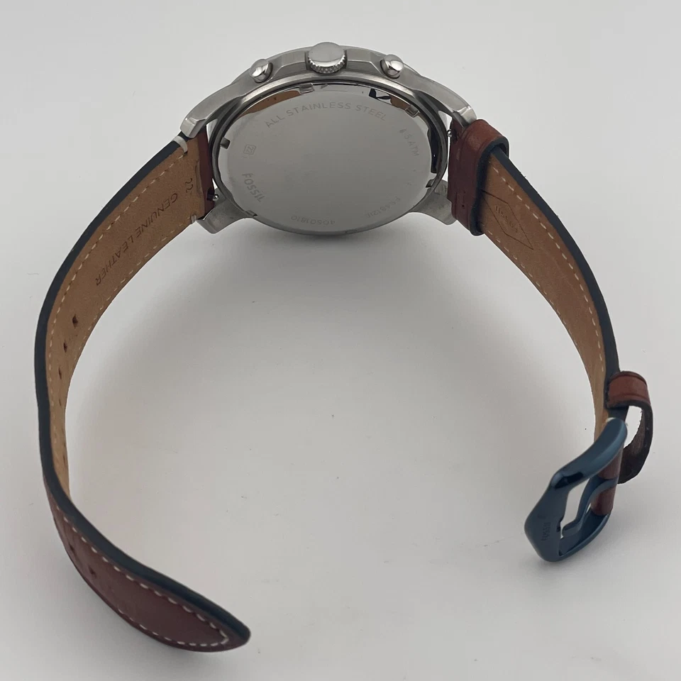 Reloj Fossil Grant FS4812IE Hombre Cronógrafo 44mm Estuche Correa Cuero Marrón Cuarzo Foto 3 de 4