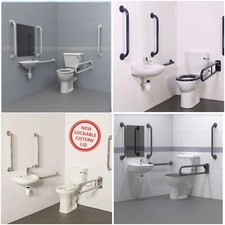 Disabled Bathroom Suite Comfort Height Doc M Pack Toilet Grab Rail Basin Tap