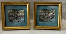 Flavia PICTURES WITH FRAMES, 6”x 6” Lot Of 2 A Great Man Mencius Gold Speckled