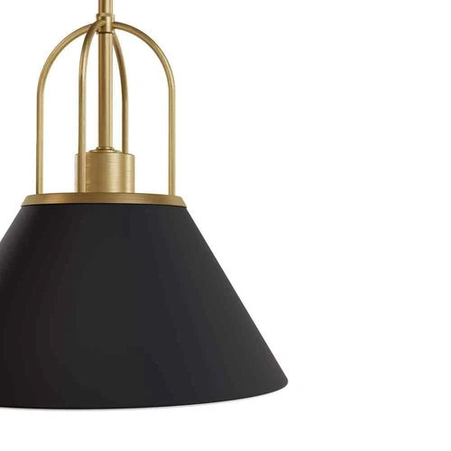 Hunter Carrington 60W 1-Light Matte Black Pendant Light, Metal Shade, No Bulbs - Picture 4 of 8