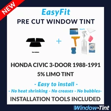 EasyFit Static Pre Cut Tint & Tools For Honda Civic 3-Door 88-91 - 5% Limo Rear