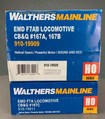 HO Walthers Mainline CB&Q  A/B/A EMD F7 Locomotives Tsunami DCC/SND NIB! HO2149