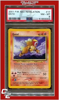 エンテイ ENTEI-HOLO PSA8 Entei Reverse Holo Pokemon 3 Movie Promo #34 2 SWIRLS PSA 8