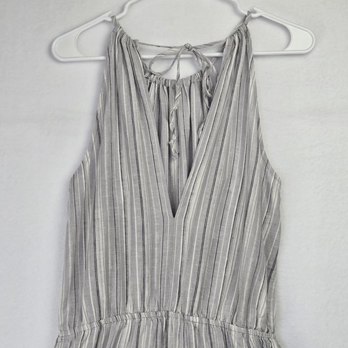 Mono a Rayas Mimi Chica Pierna Abierta Halter Top Cintura Elástica Lino Blnd Talla M - Imagen 9 de 11