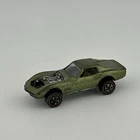 Vintage 1968 Hot Wheels Redline Custom Corvette Olive Mattel USA Diecast Car