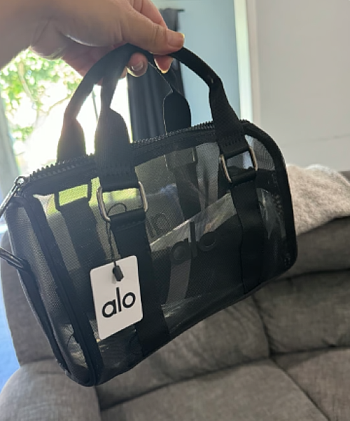 Alo Yoga Mini Sheer Duffle Bag Black – Mesh Crossbody Gym Travel