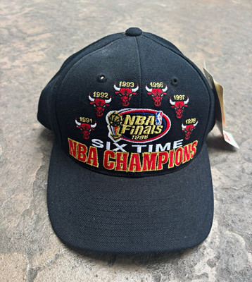American Needle Chicago Bulls NBA Finals Black Adjustable Hat Six-Time Champs