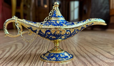 Vintage Legend Aladdin Lamp Magic Genie Wishing Light Collectable Metal Carved