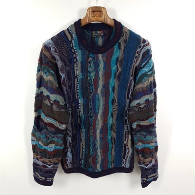 Vintage Coogi Pullover L Wolle Bunt Retro Sweater 90s Strick Muster Relaxed - Bild 1 von 4