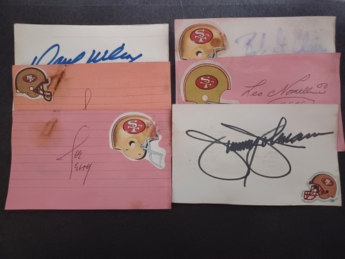 49ers Lot of (6) Signed Index Cards - HOF - Damaged - Nomellini, Joe Perry++