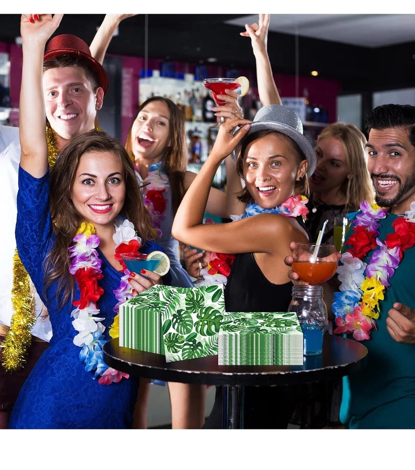 Floral Paradise Tropical Beach Summer Luau Party Paper Beverage Napkins - Image 3 of 4