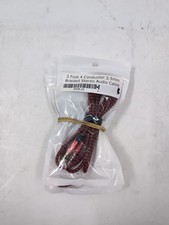 Lot of 3 3' 3.5mm 4 Conductor Male TRS Braided Cable Red/Black - EB-18449 -