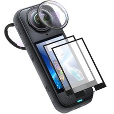 Standard Lens Guards for Insta360 X5,2 PC Lens Caps 2 Screen Protector Films...