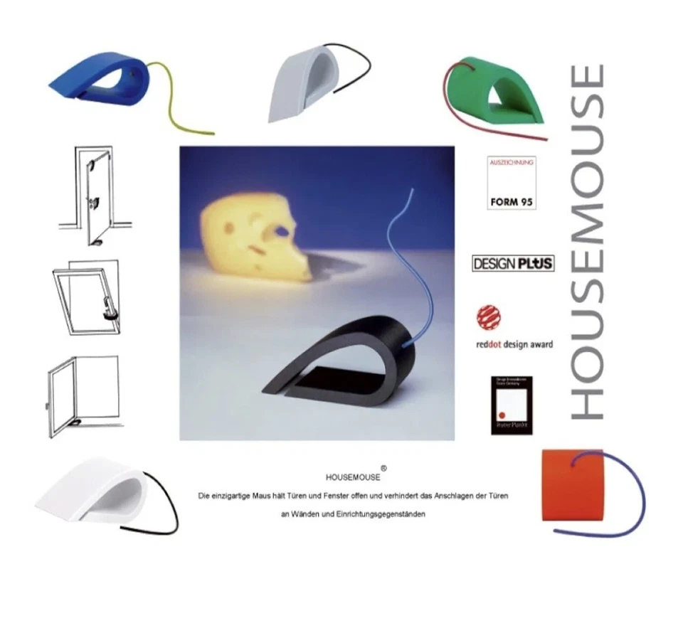 House Mouse Türstopper Blau – Design Türkeil von Bergfeld + Schwan Germany - Bild 2 von 4