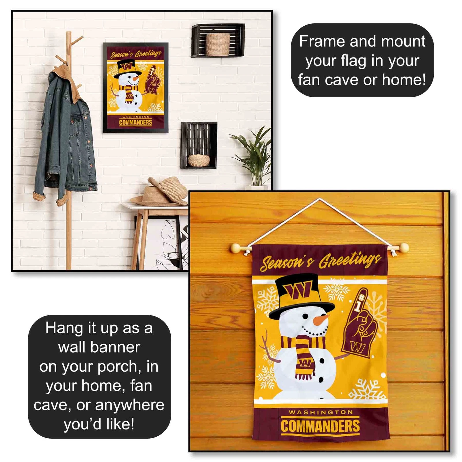 Washington Commanders Holiday Winter Snow  Garden Yard Banner Flag