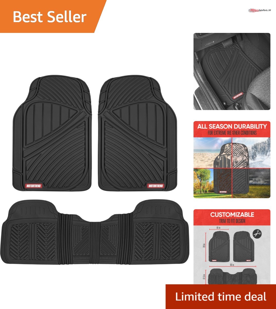 Odorless Heavy-Duty Rubber Floor Mats for Cars - Stylish All Weather Solution