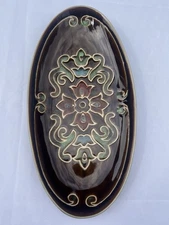 Ceramic Serving Plate/Platter Brown Medallion Design The Cellar Reactives 12.5”