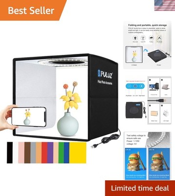 Dimmable LED Photography Studio with 12 Backdrops - Foldable & Portable Design