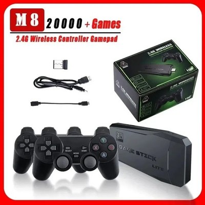M8 Spielekonsole Built-In 20000 + 64GB Zwei-Personen Wireless Controller 2.4G Stick.