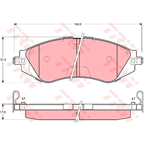 TRW GDB3171 — передняя ось — комплект дисковых тормозных колодок, 1 блок — 1 набор из 4 колодок - Изображение 4 из 4