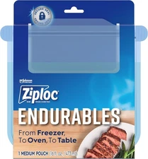 Ziploc Endurables Medium Pouch, 2 Cups, Reusable Silicone Bags and Food Stora...