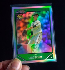 2007 Bowman Chrome Tim Lincecum RC Refractor BDP11 Giants Rookie Card. rookie card picture