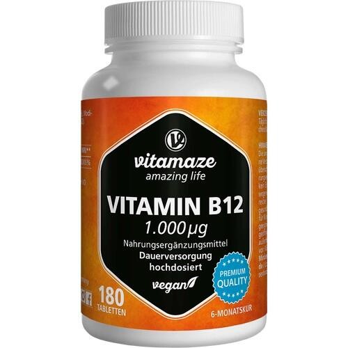 Vitamin B12 1000 μG Hochdosiert Vegan Tabletten 180 St. Pzn 12580592-image