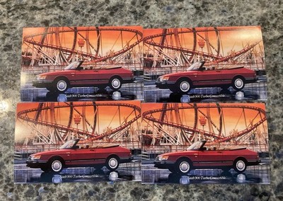 (4) Vintage Saab 900 Turbo Convertible Dealer Advertising Postcards 1989 *NOS*