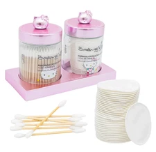 The Creme Shop x Hello Kitty Reusable Glass Jar Duo Cotton Swabs Cotton Pads