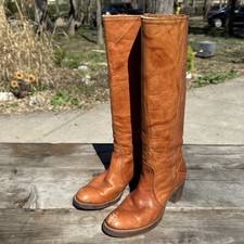 Vtg 70s FRYE Black Label Campus Boots 8587 Saddle Tan Leather 6.5 B, 8J27362 USA