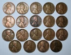 139L. 19 X LINCOLN WHEAT CENTS 1920-1941 W/ EXTRAS ALL LAMINATION ERRORS +HEAD+