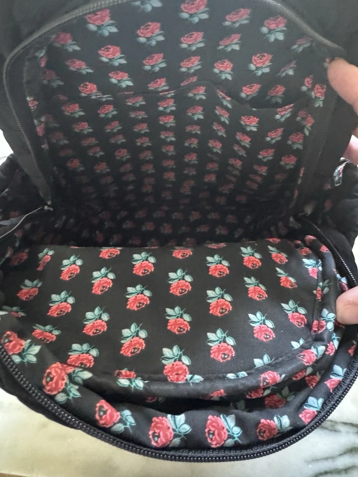 Vera Bradley Black Quilted Essential Mini Compact Backpack Bag - Image 2 of 3