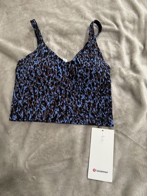 lululemon Align Sports Bra 6 A/B Abstract Print Blue Black Brown Yoga Stretch