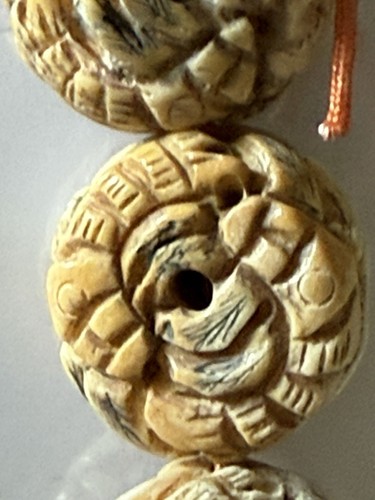 Vtg 20 Chinese HAND CARVED BONE Owl SPACER BEADS 20x9mm Carved Owl Beads - Picture 8 of 19