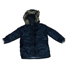 NWOT GAP Boys Down Parka Coat Jacket size 5 Navy blue removable fur kids winter