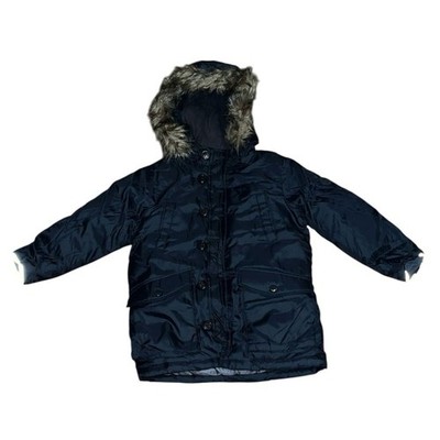 NWOT GAP Boys Down Parka Coat Jacket size 5 Navy blue removable fur kids winter