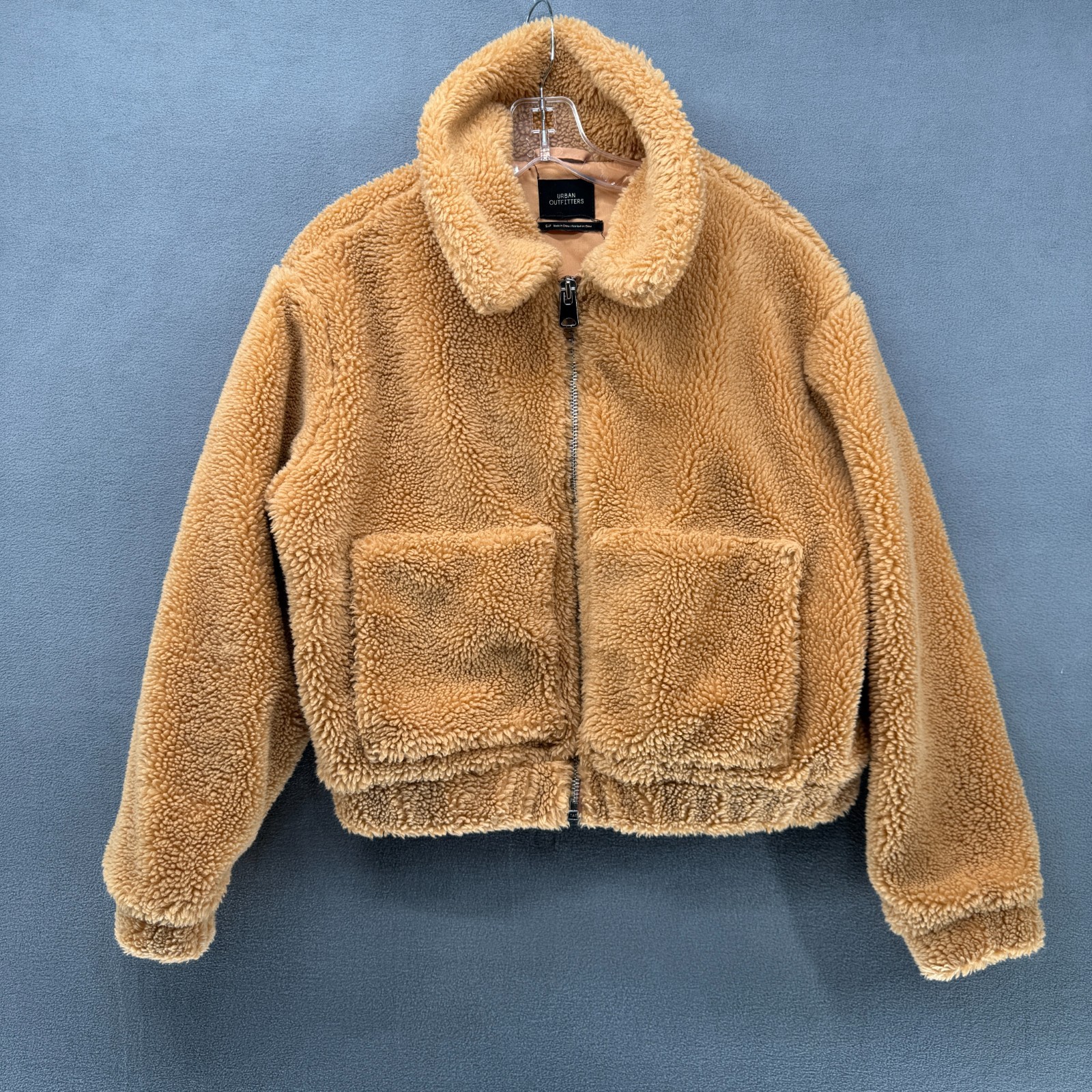 Urban Outfitters Jacket Womens Small Light Brown Cropped Teddy Bear Sherpa