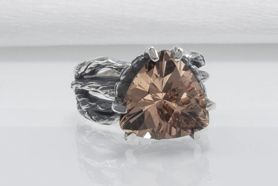 Модное кольцо с текстурой дерева уникальное ювелирное изделие ручной работы обручальное кольцо в стиле природы - Изображение 4 из 4