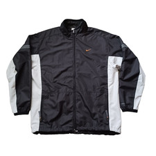 Vtg Nike Windbreaker Track Jacket Mens XL Black Full Zip Swoosh Embroidered Logo