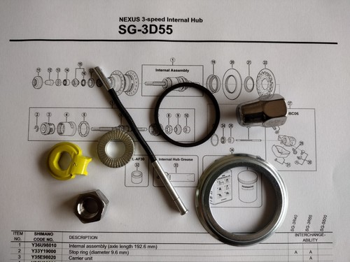 SHIMANO NEXUS SG-3D55 PARTS REBUILD KIT SHIMANO NEXUS 3 SPEED - Picture 2 of 3