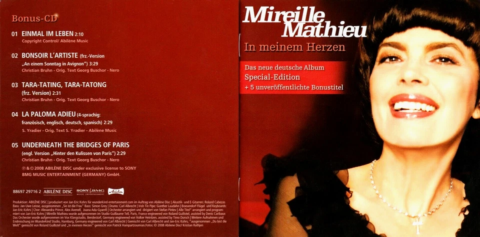 MIREILLE MATHIEU Rare Special Ed 2 CD's with 5 Unreleased Song BONSOIR L'ARTISTE - Image 3 of 4