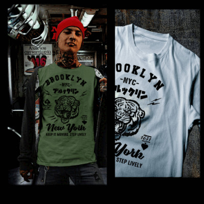 Brooklyn T-shirt BK New York NYC Brooklyn street tiger NY Attitude Hip Hop Tee