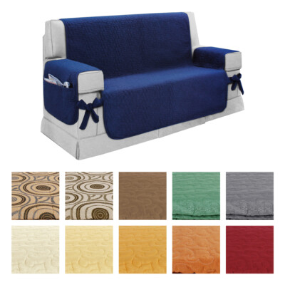 Sofa Cover Armchair Sofa 2 3 4 Seater with Pockets and Laces Solid Color Fancy