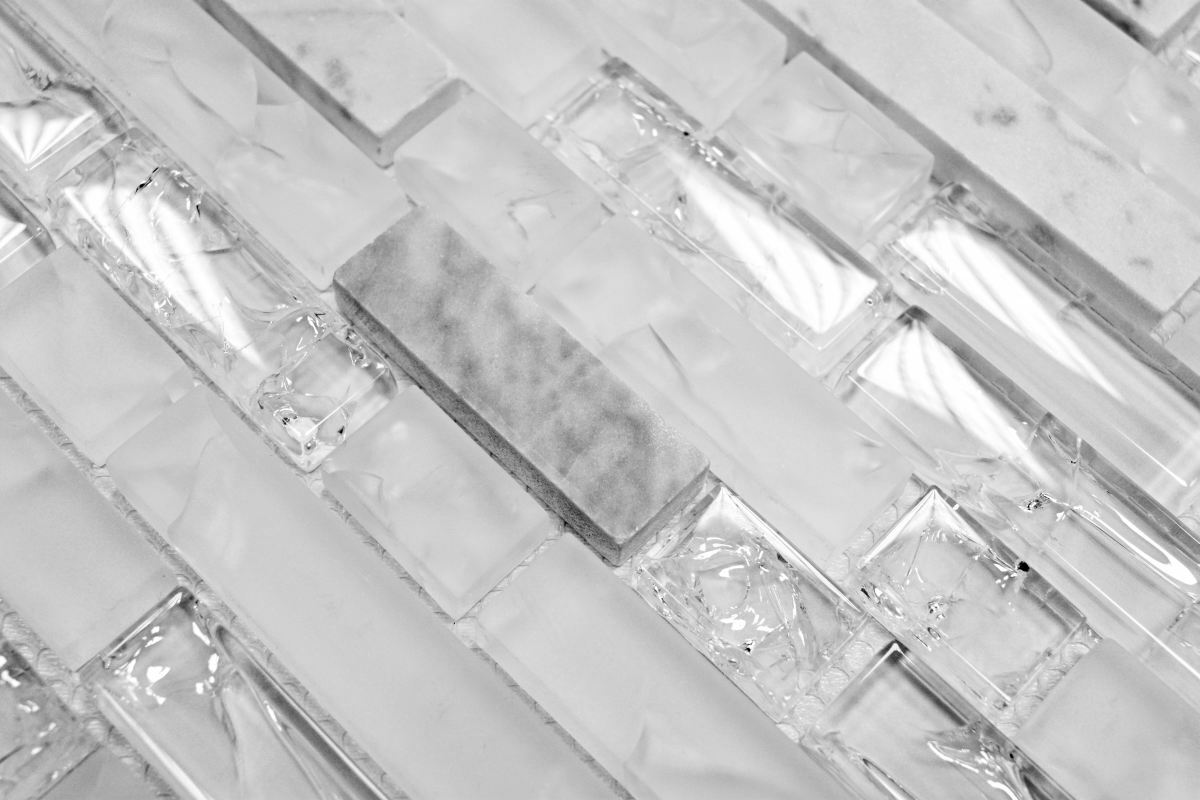 Mosaïque Miroir Blanc Et Cristal – Multiformat, Pour Salle De Bain, Cuisine Ou Salon