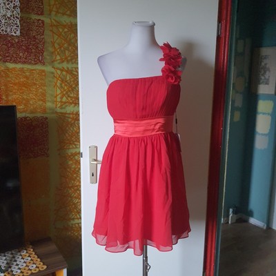 Asymmetrisches Partykleid, Rote Chiffon Promkleid, JJ's House 40, neu m. Etikett